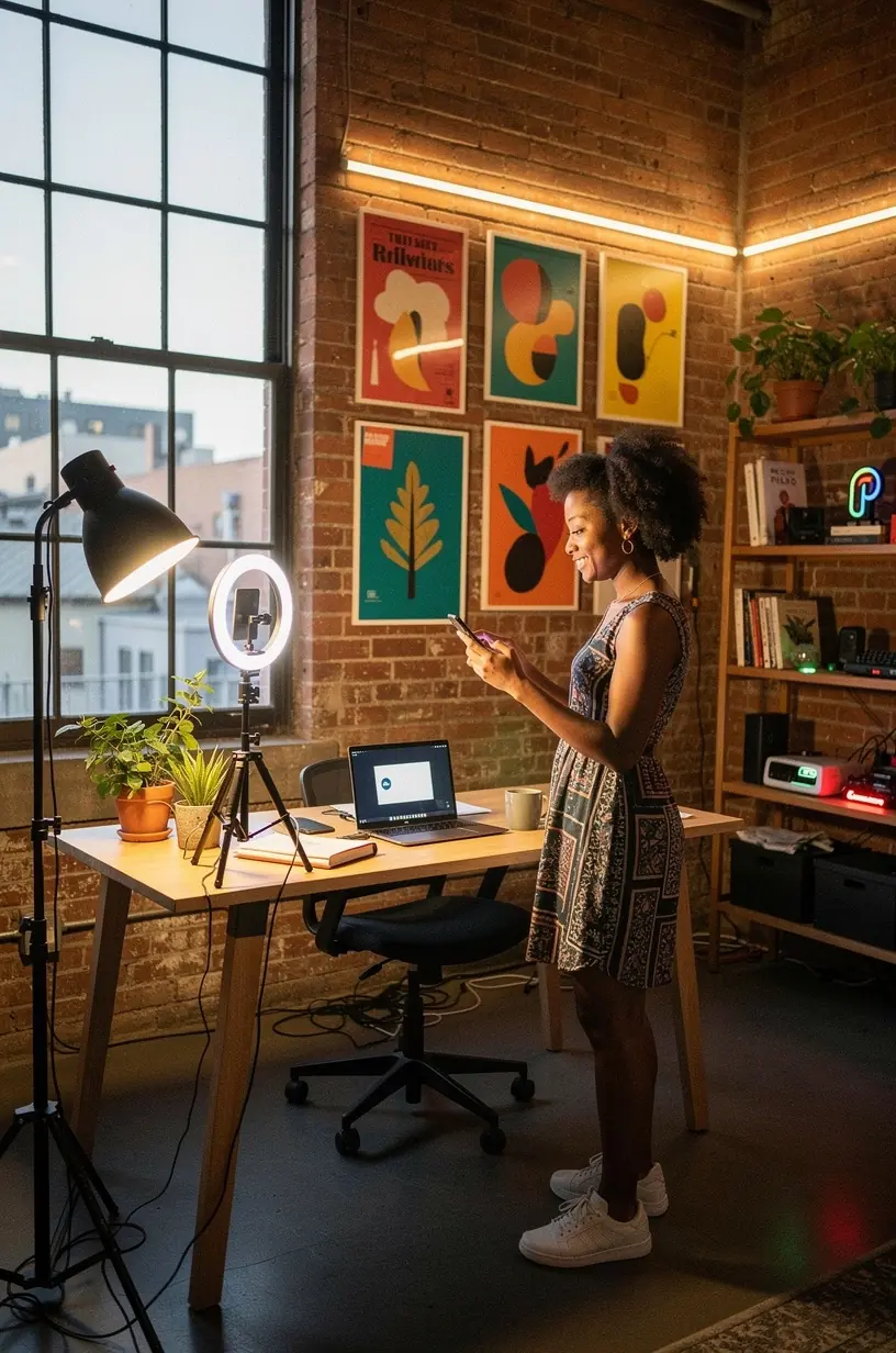 Home office lighting showing color temperature effects