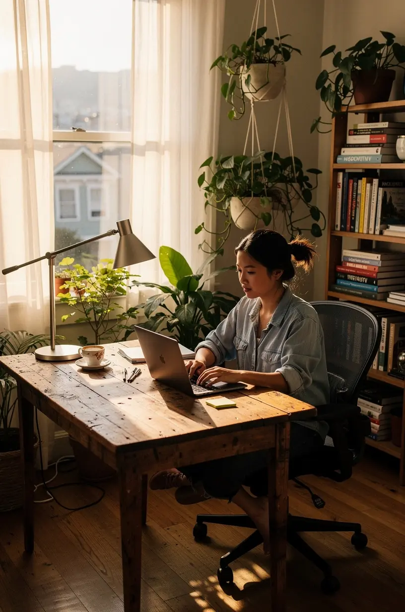 Ergonomic home office lighting for remote work productivity